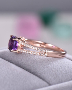 2025 últimos anillos de joyería fina de oro sólido de nuevo diseño de lujo de amatista con anillo de diamantes reales anillo de compromiso de oro de 18K para mujer - Product Image 4