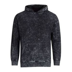 Custom Fit <b>Pullover</b> Knitted Acid Washed <b>Men's</b> Hoodies 100% Cotton Stretchable Bottom Latest Design with Embroidered Logo Outwear - Product Image 3