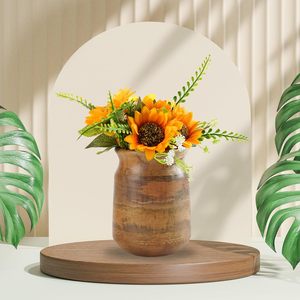 Macetas DE INTERIOR DE MADERA redondas de estilo costero Macetas de mesa de boda de madera natural para el hogar Hoteles y jardines - Product Image 6