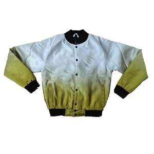 Blouson Bomber en Satin Ombré Blanc à Or Vieilli pour Homme et Femme – Style Urbain Imperméable Printemps – Collection Fraternité Grecque - Product Image 5