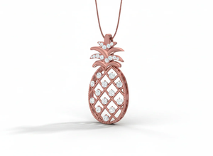 Pendentif moderne en forme de fruit tropical, taille diamant, en or rose 14 carats avec diamants naturels, bijoux fins pour femmes, designs d'inspiration tropicale - Product Image 3
