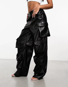 Pantalon cargo en cuir léger, confortable et élégant, nouvelle arrivée, prix de vente en gros, OEM, pantalon cargo pour femmes de haute qualité, pantalon pour femmes 2026 - Product Image 4