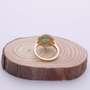 1.49Ct Round <b>Green</b> Emerald Gemstone Halo Ring with 0.49Ct Round Diamonds in Solid 925 Sterling Silver | Engagement Fine <b>Jewelry</b> - Product Image 4