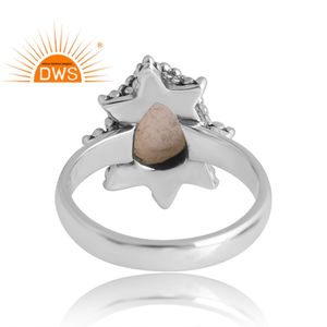 แหวนพลอยคาลซิโดนีสีขาวธรรมชาติเงินสเตอร์ลิง925ทันสมัยสำหรับเป็นของขวัญสำหรับผู้หญิง - Product Image 2