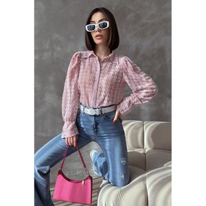 Blusa Elegante de Tul Rosa Polvo para Mujer, Mezcla de Algodón y Poliéster, para Venta al Por Mayor - Elegante y Transpirable - Product Image 1