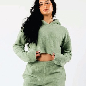 Chaqueta de lana Sherpa para mujer, sudadera con cremallera de felpa suave y cálida para invierno 2023, chaqueta con capucha corta bordada para mujer - Product Image 2