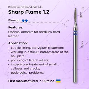 Professional Electric <b>Nail</b> Drill Bit Sharp Flame 1.2mm Blue Grit for Cuticle Cleaning (Premium) - Product Image 3