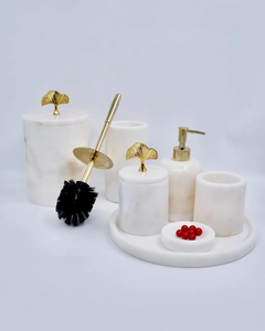 Ensemble de salle de bain en marbre naturel massif au design tendance pour les foyers haut de gamme, offrant résistance, durabilité et une utilisation longue durée - Product Image 4
