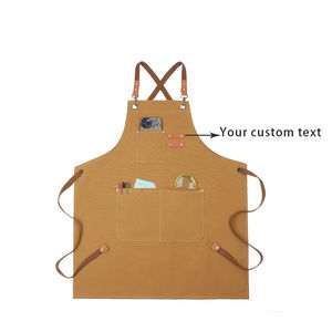 Lona de algodón Unisex Limpieza Tareas domésticas A prueba de polvo Cocina Bistro Delantal Algodón Restaurante Babero Delantal/Delantal largo - Product Image 2