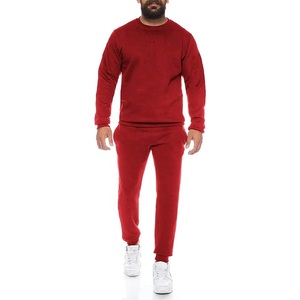 Chándal liso para hombre con logotipo personalizado al por mayor, conjunto de chándal para correr, Sudadera de cuello redondo, conjunto de 2 pantalones de dos piezas para hombre - Product Image 1