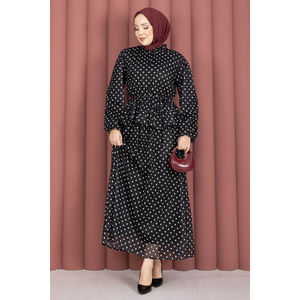 Conjunto de Blusa Negra con Puntos y Falda con Volantes, Talla XXS, Traje de Dos Piezas de Chifón, Conjunto Corto con Estilo Elegante para Ocasiones - Product Image 5