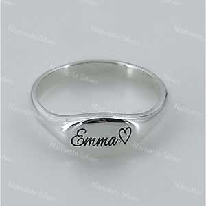 925 Sterling Silver Custom Name <b>Ring</b> Dainty Handmade Band with Engraved Text Name Slogan Message Personalized Jewelry for Gifts - Product Image 2