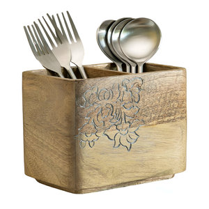 Porte-ustensiles en bois de conception décorative de fleur en gros pour mariage d'hôtel de restaurant à bas prix - Product Image 1