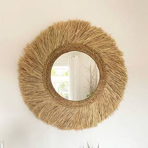 Boho Tropical Style Decor Rattan <b>Mirror</b> <b>Wall</b> <b>Hanging</b> Handwoven Seagrsas <b>Mirror</b> Frame Wholesale Price Vietnamese Manufacturer - Product Image 1