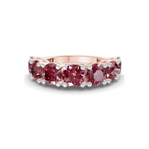 Refined Cherry Cognac Round Band Lab Grown Diamond 1.00 Ct Tw 14K Solid Gold Cherry Cognac Color VS Clarity 7 Diamond Warm Toned - Product Image 2