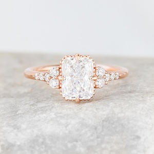 Bague de mariage et de fiançailles rayonnante 10K & 14K Gold Lab Grown VS Clarity Diamond Ring New Zealand Made - Product Image 4