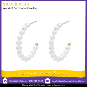 Pendientes de aro con cuentas de perlas del Mar Océano Natural en oro amarillo sólido de 14K, joyería de oro hecha a mano, fabricante al por mayor - Product Image 2