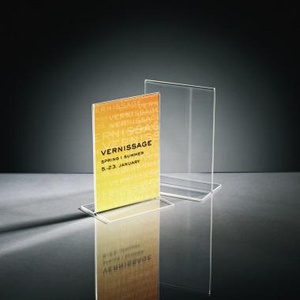 SIGEL Acrylic Label Display Stand Straight Tabletop 10.5 X 15 X 5.5 cm for Both Sides DIN A6 Replaceable for Tabletop Displays - Product Image 1