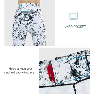 Pantalon de yoga et de sport pour femme, taille haute, à carreaux, respirant, écologique, en Spandex/Nylon, longueur intégrale, avec fermeture élastique à la taille et antidérapant - Product Image 6