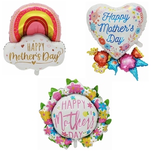 Happy mother's Day Party Balloons Photo props decorazione favore <span class=keywords><strong>con</strong></span> Bouquet di fiori cuori Design Foil Mylar Balloons garland - Product Image 1
