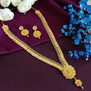 Conjunto de joyería étnica india, cadena de bolas, collar floral redondo con pendiente colgante, fabricante de bodas, conjunto de collar para mujer - Product Image 1