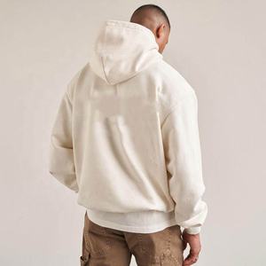 2025 sweat à capuche lourd Streetwear personnalisé 100% coton goutte épaule plaine français éponge épais blanc surdimensionné sweats à capuche pour hommes - Product Image 5