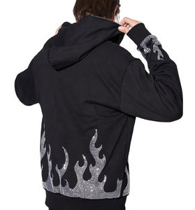 Sweats à capuche personnalisés en strass cristal pour hommes Taille XS Pull à fermeture éclair complète avec logo imprimé et sweats à capuche en strass design - Product Image 3