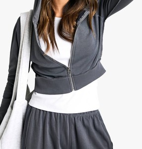 Conjunto Deportivo Informal de Felpa de Algodón para Mujer, Sudadera con Capucha y Cremallera de Longitud Regular, Pantalones Jogger de Pierna Ancha, Transpirable, con Estampado - Product Image 5