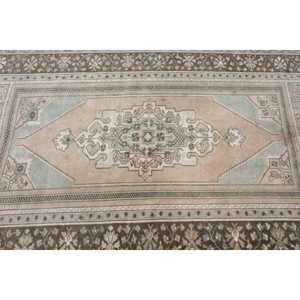 Vintage Area Rug, 4.4x7.3 ft Turkish Rug, <b>Brown</b> <b>Wool</b> Rug - Product Image 4