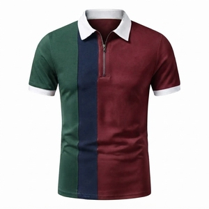 Polo pour homme à col zippé, coupe classique, prix abordable, haute qualité, service OEM, logo personnalisé, motif uni - Product Image 1