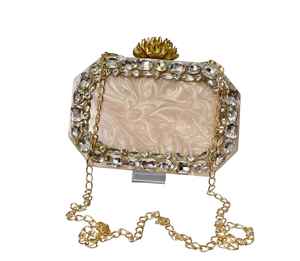 Designer Resin Metal Clutch <b>Bag</b> for Ladies Rhinestone Decorated Purse for Wedding Parties and Fashion Events - Product Image 2