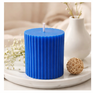 Large Smokeless Premium Blue Ribbed Pillar Scented <b>Candles</b> Handcrafted Decorative Wax <b>Candles</b> for Home & Gifting - Product Image 3