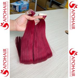 Top 100% Vierge Remy Bande Extensions De Cheveux Double Dessiné Européen DHL FedEx Ensemble Style TNT Pièce Haute Qualité Brut Humain Rouge Couleur - Product Image 6