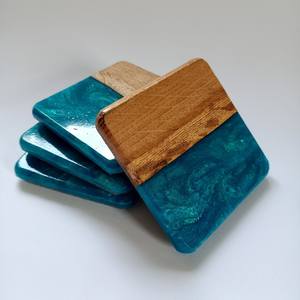 Best Quality Fancy Artistic Resin Decorative Solid Wood Tea coaster Resin Insulation Pad Custom Coasters Home and Kitchen - Product Image 6