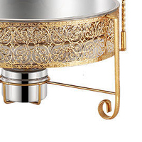 Ensemble de chauffe-plats de luxe en acier inoxydable doré pour service traiteur, buffet et maintien au chaud des aliments, avec chauffe-plat suspendu
