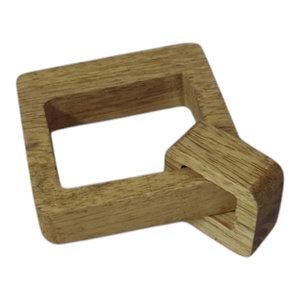 Noeud décoratif écologique à maillons carrés en bois de manguier 2 maillons Accents de décoration pour salon de table Chambre à coucher Naturel - Product Image 1