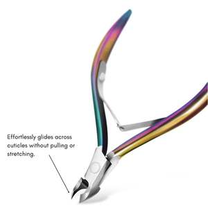 Kit de pinzas para cutículas de manicura y pedicura profesional de acero inoxidable de 2 tonos, cuchillas afiladas de mandíbula ancha para uñas de dedos, portátil duradero - Product Image 3