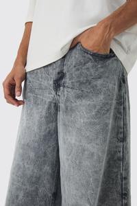 Venta al por mayor por encargo ligero piedra lavada pierna recta 100% algodón pantalones de mezclilla casual lavado pierna ancha pantalones holgados para los hombres - Product Image 6