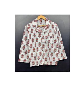 Conjuntos de Pijamas de Algodón de Lujo Hechos a Mano en India |   Pijamas de Verano para Mujer, Cuello en V, Largo Completo, Cintura Elástica, Ligeros y Cómodos - Product Image 1