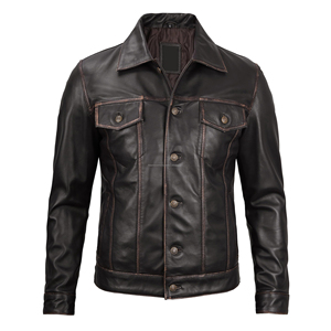 Venta directa de fábrica personalizada para hombre 2024 nuevo estilo de moda con cuello levantado chaqueta de piel de vaca para hombre - Product Image 2