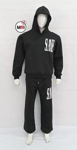 Conjunto de chándal de serigrafía de algodón 100% de peso pesado de alta calidad hecho a medida con Sudadera con capucha y pantalón de manga larga - Product Image 5