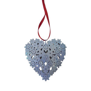 Adorno decorativo de pared de corazón colgante de Metal de hierro de aspecto elegante, Color gris para decoración del hogar y Navidad, hecho a mano a granel - Product Image 2