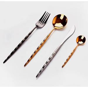 Ensemble de couverts en acier inoxydable or rose avec poignée en résine noire vente à chaud parfait pour les événements de mariage - Product Image 3