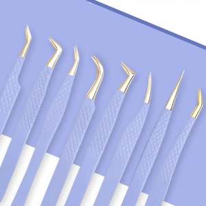 Nuevo Juego de Pinzas para Extensión de Pestañas de Acero Inoxidable con Logotipo Personalizado, Herramientas Aplicadoras de Pestañas - Product Image 2