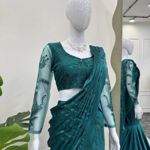 Hermosa ropa de fiesta lista para usar Lehenga Saree - Product Image 1