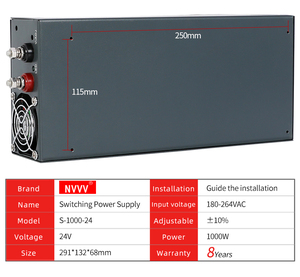 NVVV גבוהה כוח 1000w אספקת חשמל זהב S-1000W-24V AC ל <span class=keywords><strong>DC</strong></span> 24v 40a עבור תעשייתי - Product Image 5
