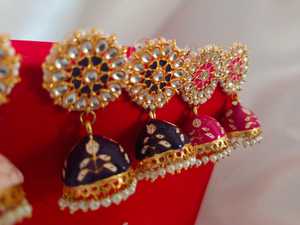 คละมือทาสีMeenakariทํางานต่างหูผู้หญิงยอดนิยมพรรคสวมใส่ผู้หญิงJhumkaเครื่องประดับ - Product Image 3