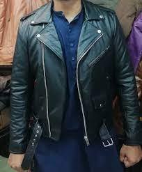 Veste d'hiver en cuir véritable pour homme, coupe slim, style motard classique, design tendance - Product Image 6