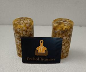 Saleros y pimenteros artesanales de resina y piedra con incrustaciones de piedra y resina epoxi, utensilios de cocina personalizados al mejor precio. - Product Image 6