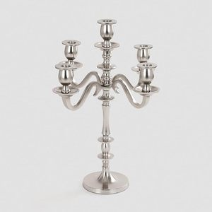 Bougeoir en aluminium argenté de luxe en gros, artisanal, unique, pour la décoration de la maison, du salon, pour Noël - Product Image 1